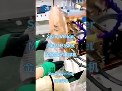 Welding metal basket with seam welder
