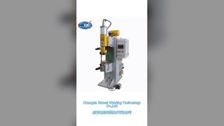 Welding the screw bolt with the stationary spot welder