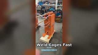 Saldatura della gabbia metallica con la puntatrice a pedale